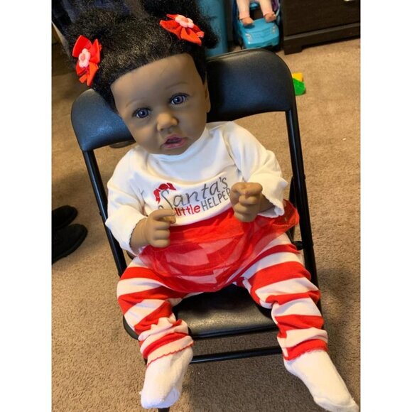 🆕22.8 Inch Reborn Doll with Soft Cloth Body African American Emma Girl Doll - Picture 4 of 11